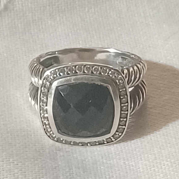 David Yurman Albion Ring with Onyx and Diamonds, SS, Size 7 - Picture 7 of 12